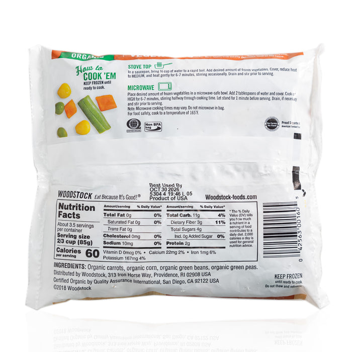 Frozen Woodstock Organic Mixed Vegetables 283g