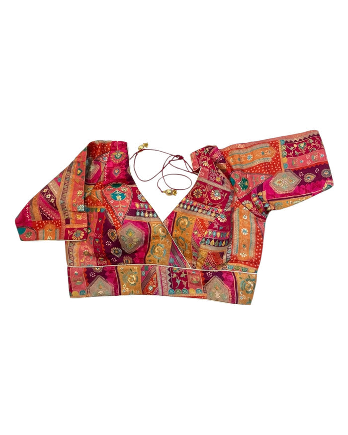Fuchsia / Magenta Pink - Banarasi Brocade Saree / Lehenga blouse - 38" Bust (UK 12) Can be let out to size 14  - VFJ204 01KP25