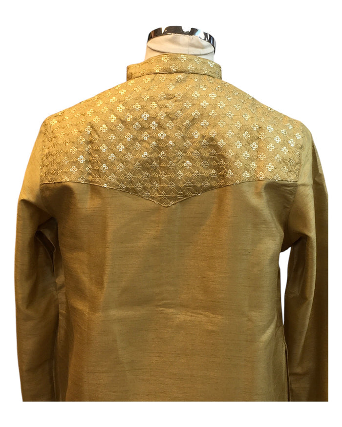Gold - Silky -  Mens Indian Kurta set - Weddings / Walimas , Sangeet, Eid, Mehndi / Henna - NAD2511 01KJ25
