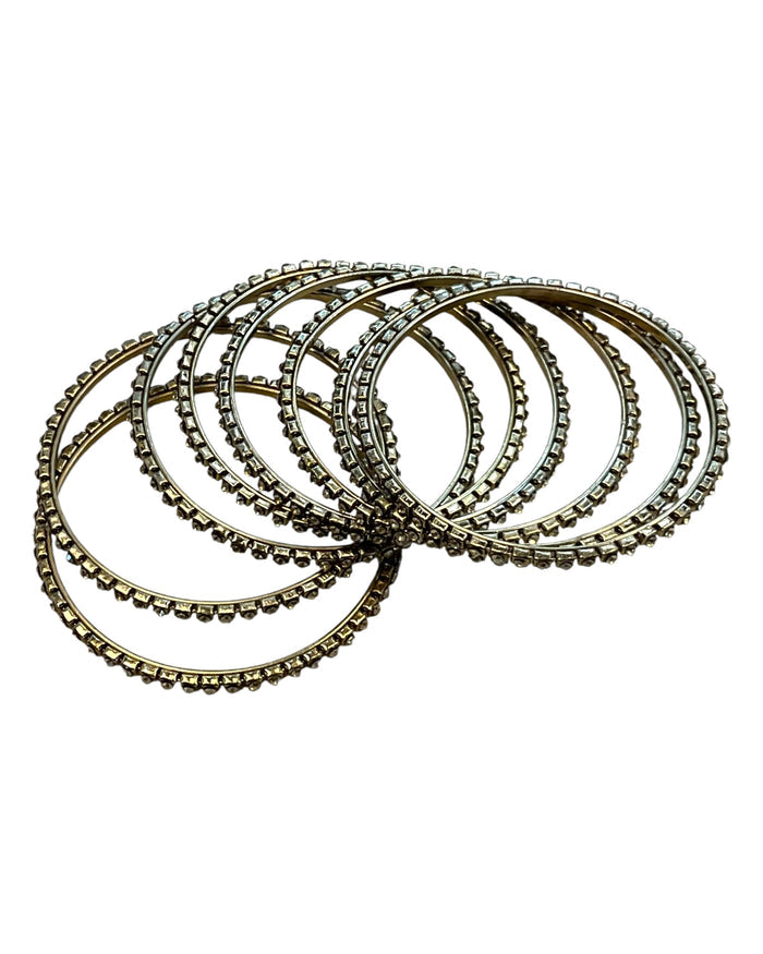 Gold Stone - Antique Gold Finish Bangles Set (Set of 8) - UK stock - SM, M, L, XL JAN3079 08Vp25