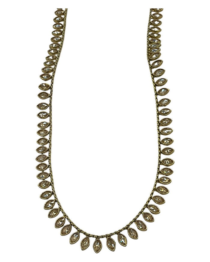 Gold Stone - Small Size Antique Gold Finish Long Necklace Set with Earrings - AE2509 C 0525