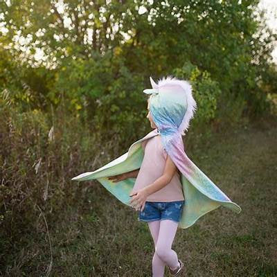 Great Pretenders Rainbow Reversible Unicorn Dragon Cape 3-4