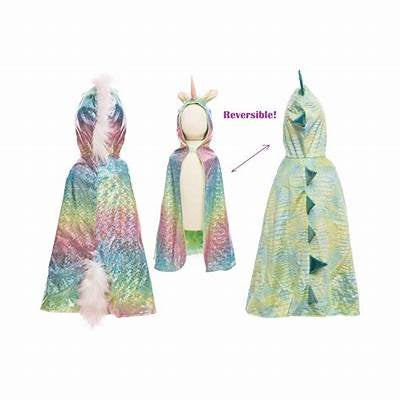 Great Pretenders Rainbow Reversible Unicorn Dragon Cape 5-6