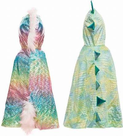 Great Pretenders Rainbow Reversible Unicorn Dragon Cape 5-6