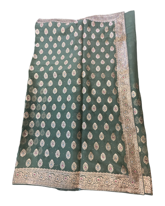 Green - Fancy Party Saree with Blouse Piece - UK stock - 24hr Dispatch - VFU4108  03VA26
