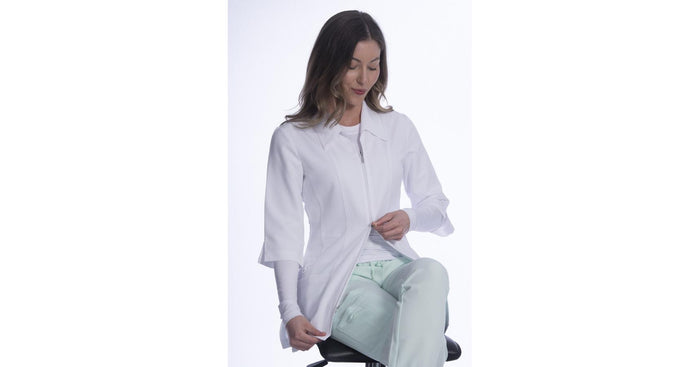 Greentown 4-way stretch Flaunt 3/4 Sleeve 2 way Full Zip Jacket White Medium