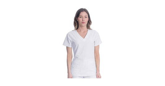 Greentown 4 way stretch Flaunt Top White V-Neck 2XLarge