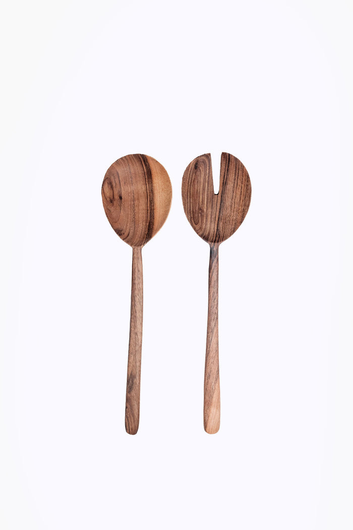 Hand Carved Walnut Serving Set