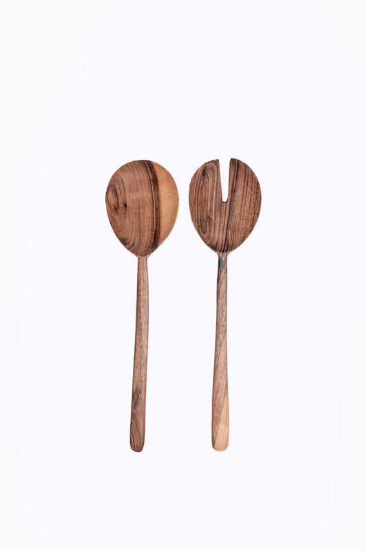 Hand Carved Walnut Serving Set