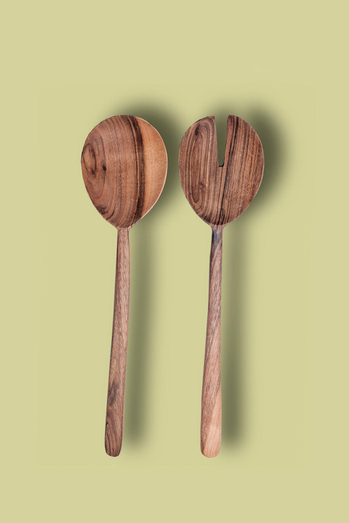Hand Carved Walnut Serving Set
