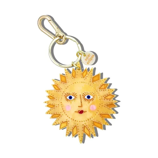 Hand-Painted Celestial Sun Bag Charm + Keychain