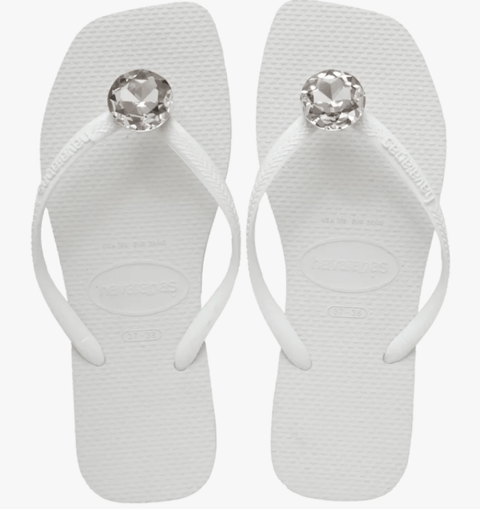 White Havaianas diamond thong sandals