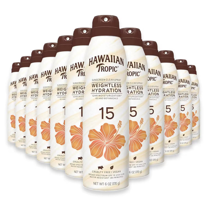 Hawaiian Tropic Hydrating Sunscreen Spray SPF 15 – 6 oz – 12 Pack