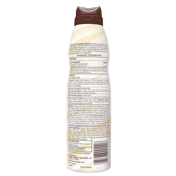 Hawaiian Tropic Hydrating Sunscreen Spray SPF 15 – 6 oz – 12 Pack