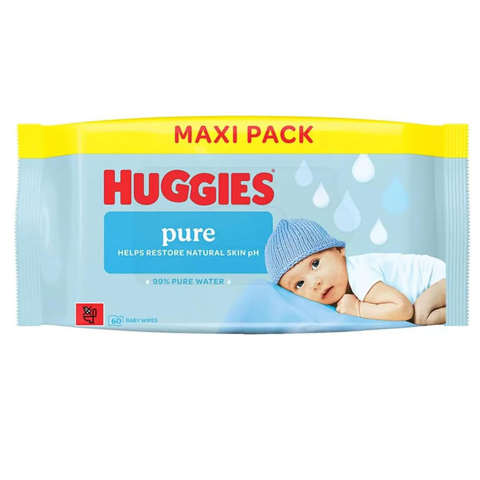 Huggies Pure Wipes 12 x 60 = 720 wipes- Maxi Pack