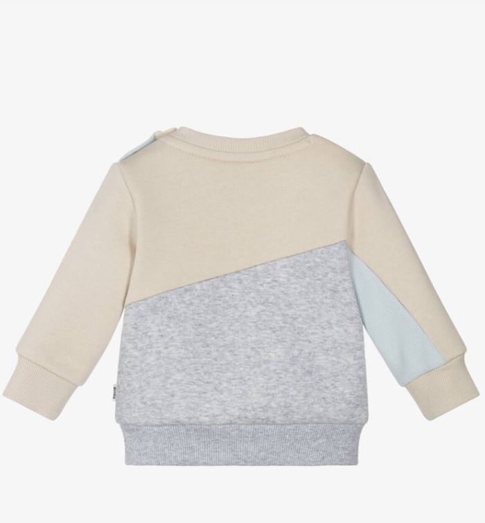 HUGO BOSS Baby Boys Ivory & Grey Colourblock Cotton Sweatshirt