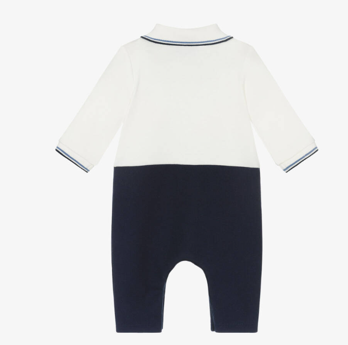 HUGO BOSS Baby Boys Navy Blue Cotton Romper