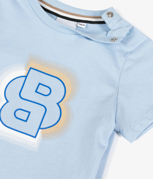 HUGO BOSS Boys Blue Cotton Double B T-Shirt