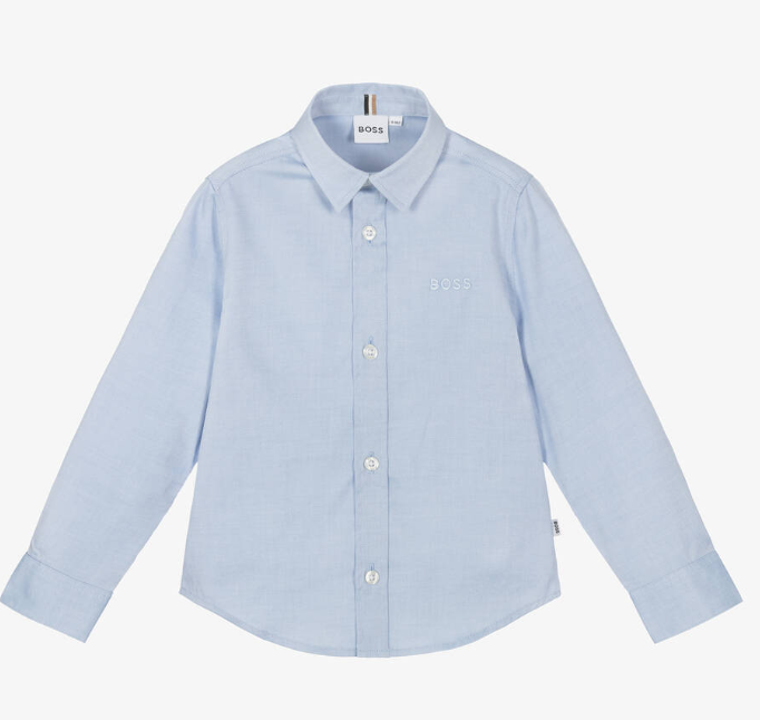 HUGO BOSS Boys Blue Oxford Cotton Shirt