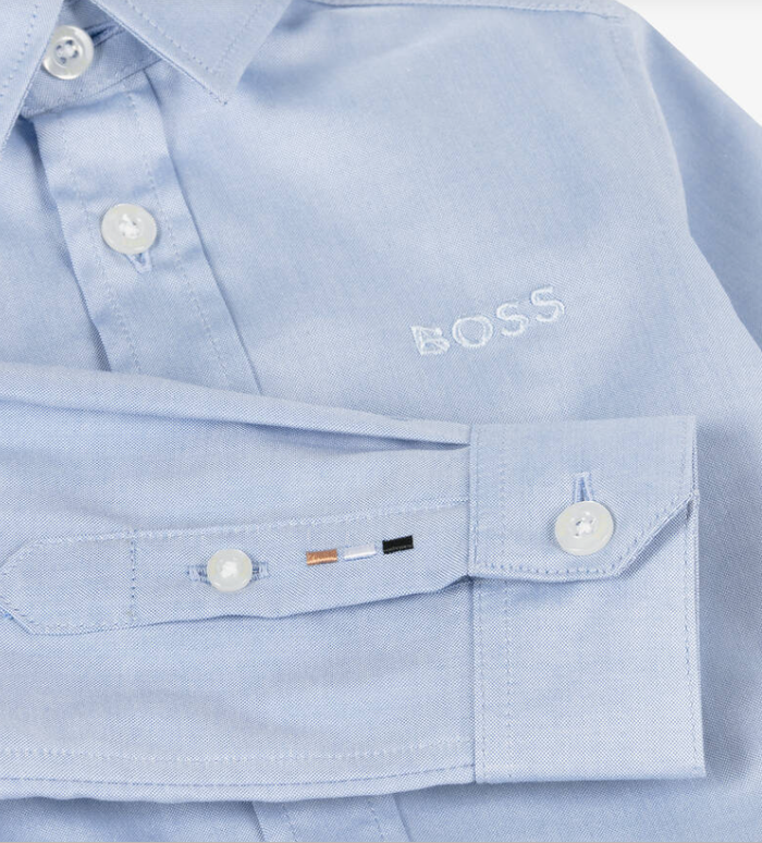 HUGO BOSS Boys Blue Oxford Cotton Shirt