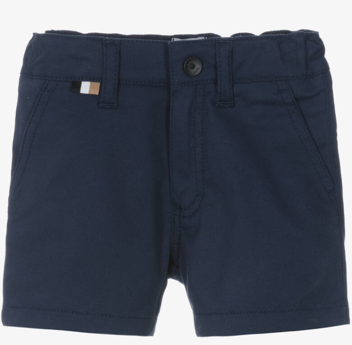 HUGO BOSS Boys Navy Blue Cotton Chino Shorts
