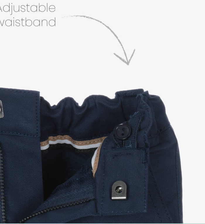 HUGO BOSS Boys Navy Blue Cotton Chino Shorts