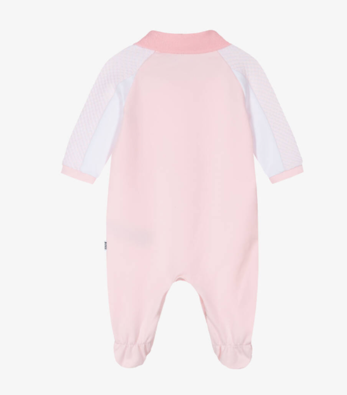 HUGO BOSS Girls Pink Cotton Jersey Babygrow