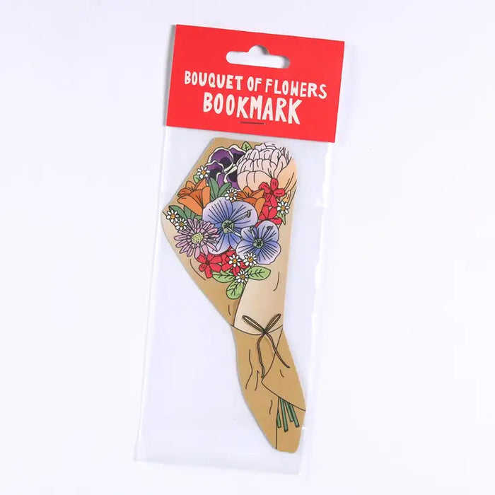 Forager Provisions LTD die-cut bookmark featuring a colourful illustrated flower bouquet on matte cardstock.