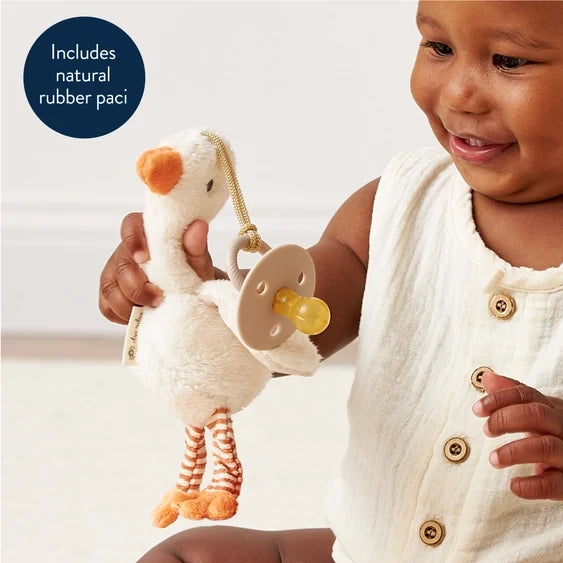 Itzy Ritzy Bitzy Pal Natural Rubber Pacifier & Lovey - Goose