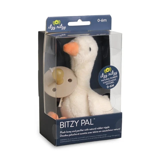 Itzy Ritzy Bitzy Pal Natural Rubber Pacifier & Lovey - Goose