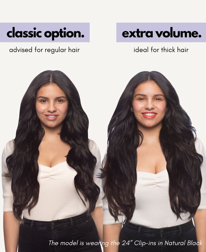 clip in hair extensions classic and extra volume comparison