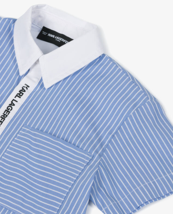 KARL LAGERFELD Boys Blue Cotton Striped Shirt