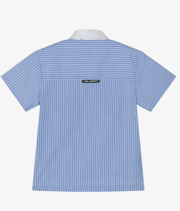 KARL LAGERFELD Boys Blue Cotton Striped Shirt