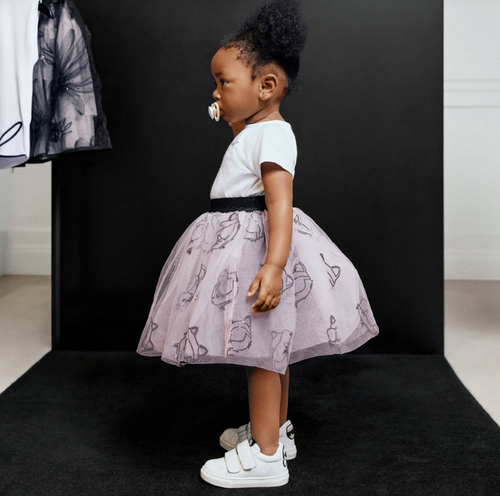 KARL LAGERFELD Girls White Jersey & Pink Tulle Choupette Skirt Set