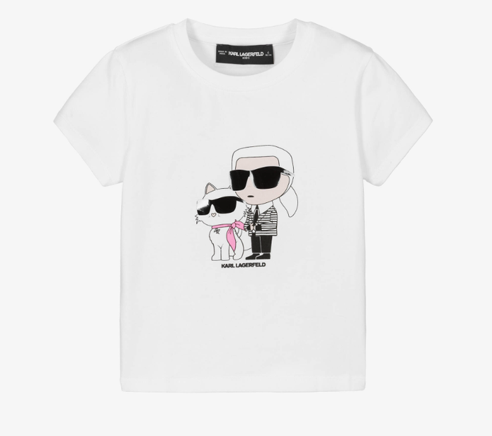 KARL LAGERFELD Girls White Jersey T-Shirt with New Ikons Logo