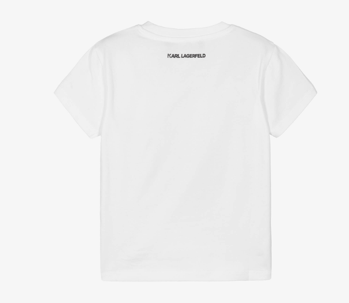 KARL LAGERFELD Girls White Jersey T-Shirt with New Ikons Logo
