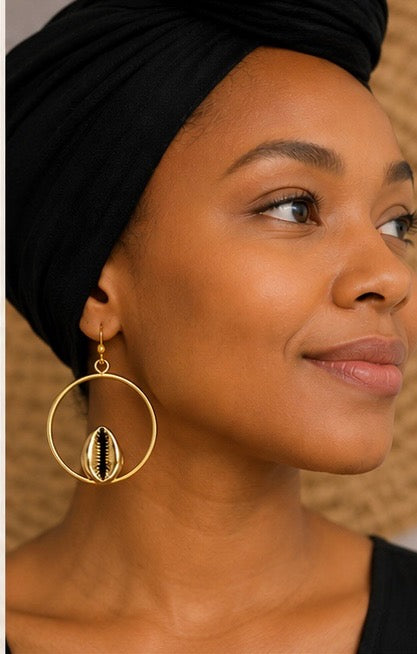 Kenyan Africa gold Cowrie Earrings – Brass