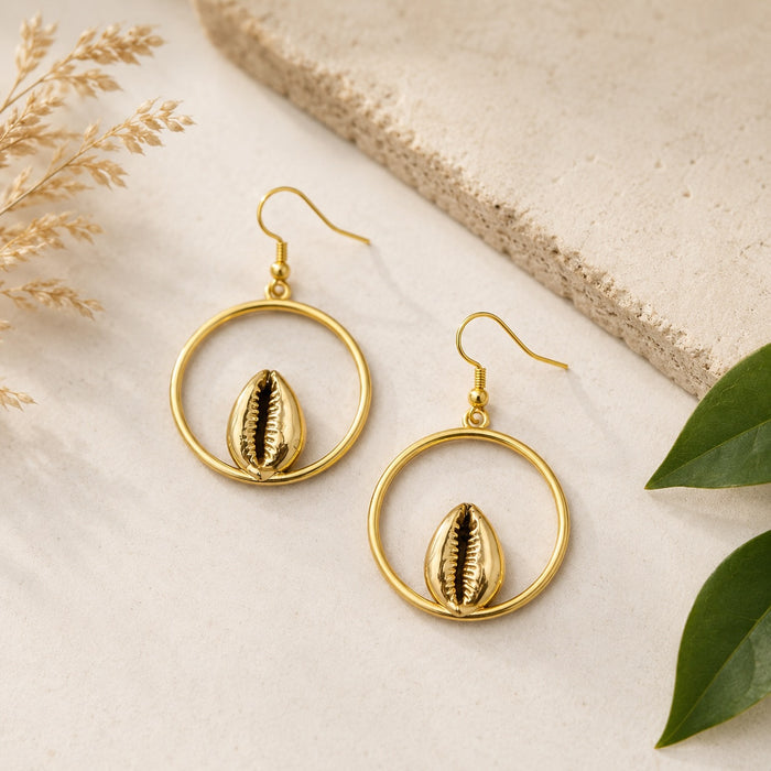 Kenyan Africa gold Cowrie Earrings – Brass