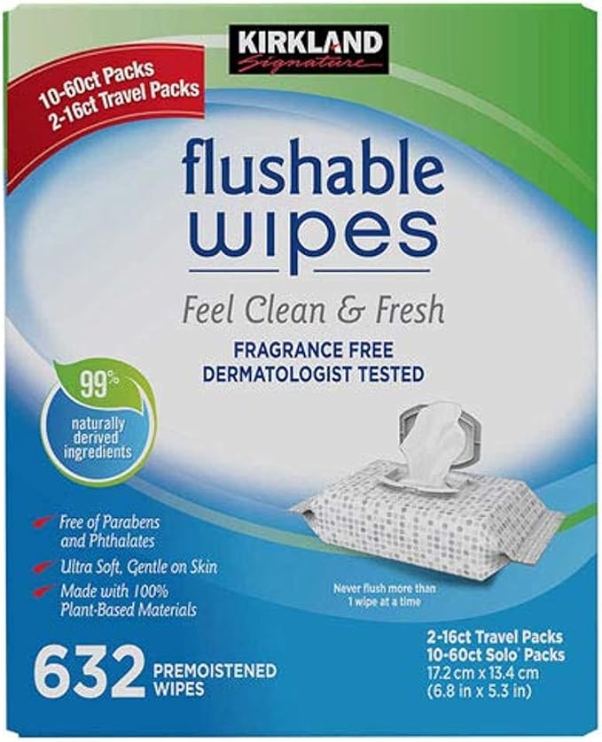 Kirkland Signature Premoistened Flushable Wipes Fragrance Free 632 - Count - Shoppers-kart.com