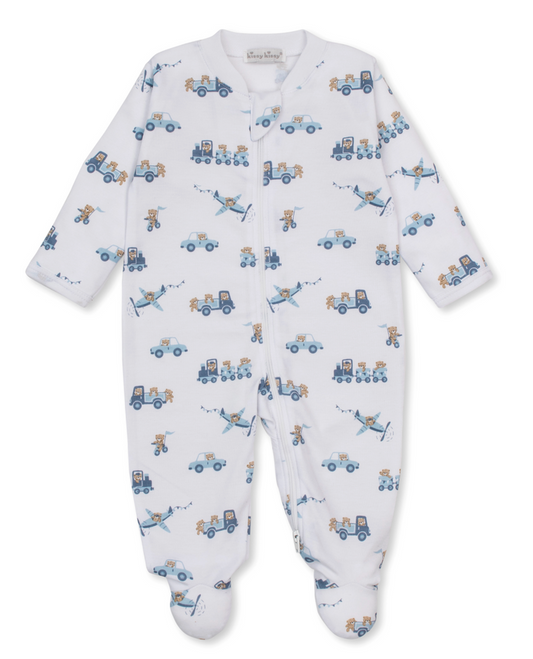 Kissy Kissy Print Zip Footie in Bears on the Go