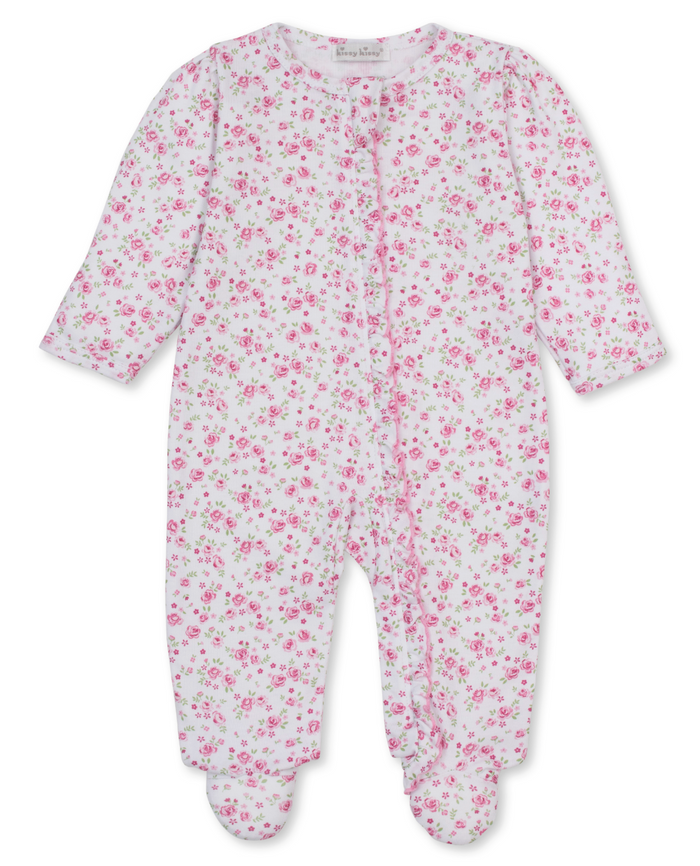 Kissy Kissy Ruffle Zip Footie in Cottage Roses