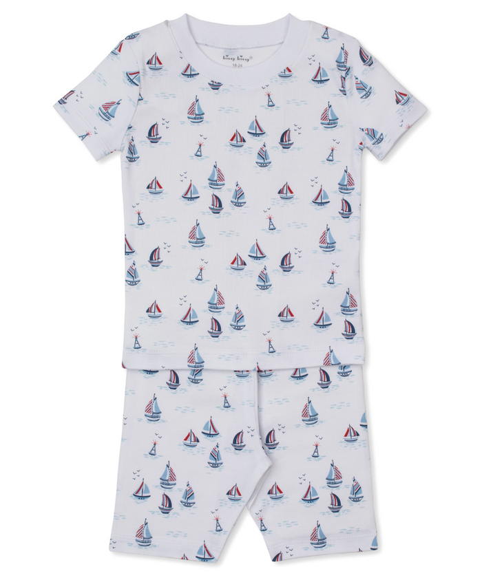 Kissy Kissy Snug Fit Short Pajama Set in Red, White, & Blue Regatta