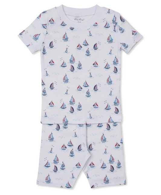 Kissy Kissy Snug Fit Short Pajama Set in Red, White, & Blue Regatta