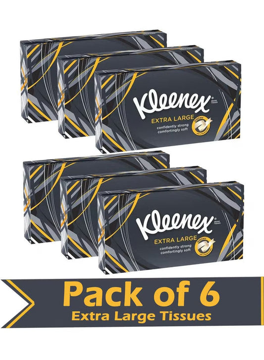 Kleenex Extra Large 2Ply Facial Tissue Strong Soft Pack of 6 Boxes x 90 Sheets - Shoppers-kart.com