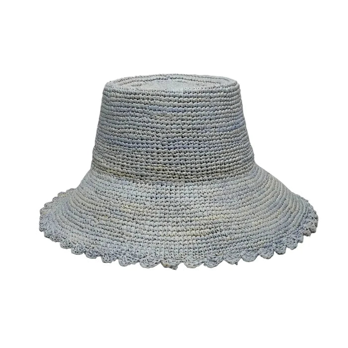 Lacy Crochet Raffia Bucket Hat