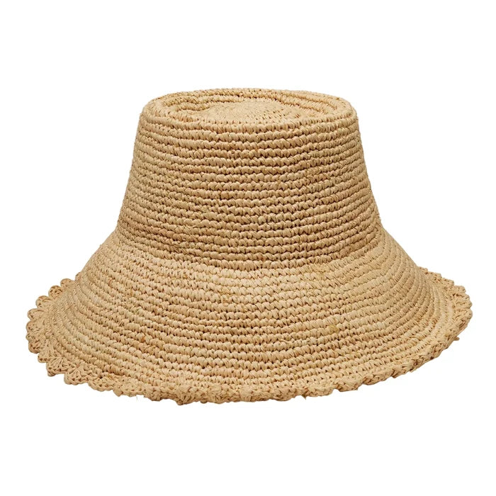 Lacy Crochet Raffia Bucket Hat