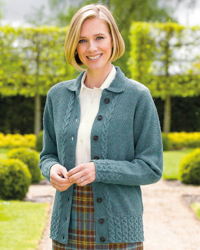 Shetland Cable Cardigan - Teal - Country Collection