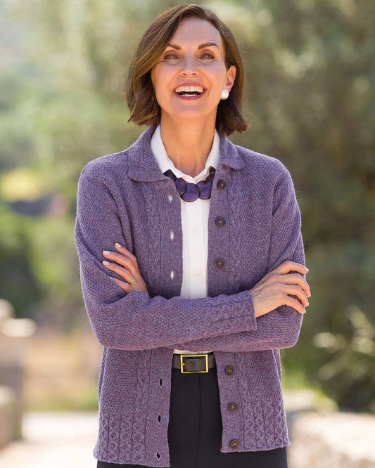 Shetland Cable Cardigan - Thistle - Country Collection