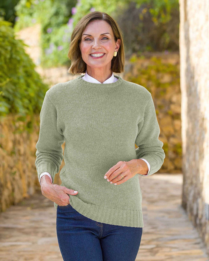 Shetland Wool Crew Neck Jumper - Willow - Country Collection