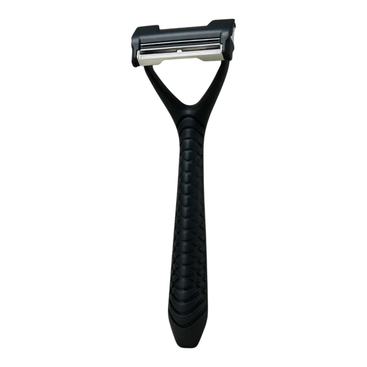 Svart Leaf Shave Leaf Two barberhøvel med teksturdet grep og lukket kam
